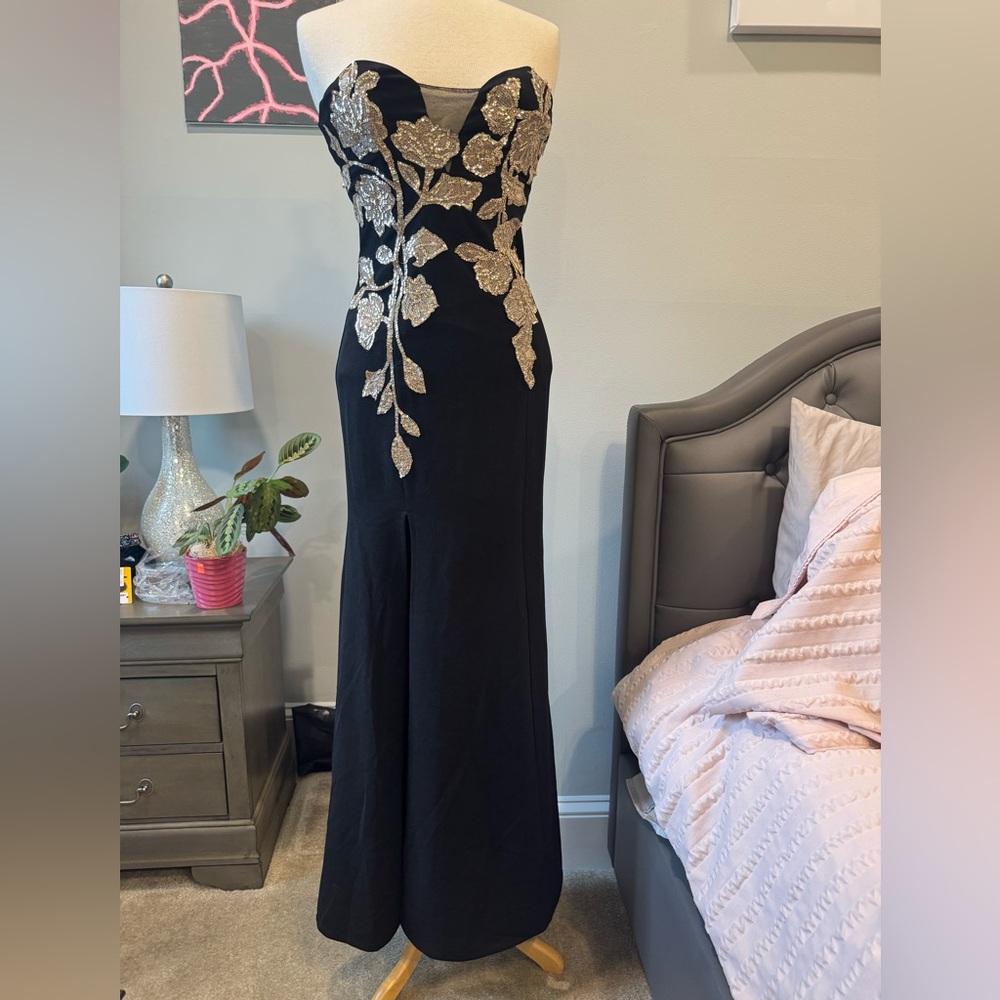 Soieblu Black Dress with Gold Accents